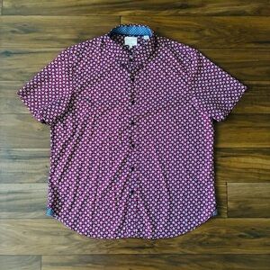 Con.stuct Men’s Button Down Shirt Size XXL 4 Way Stretch Red Floral Slim Fit